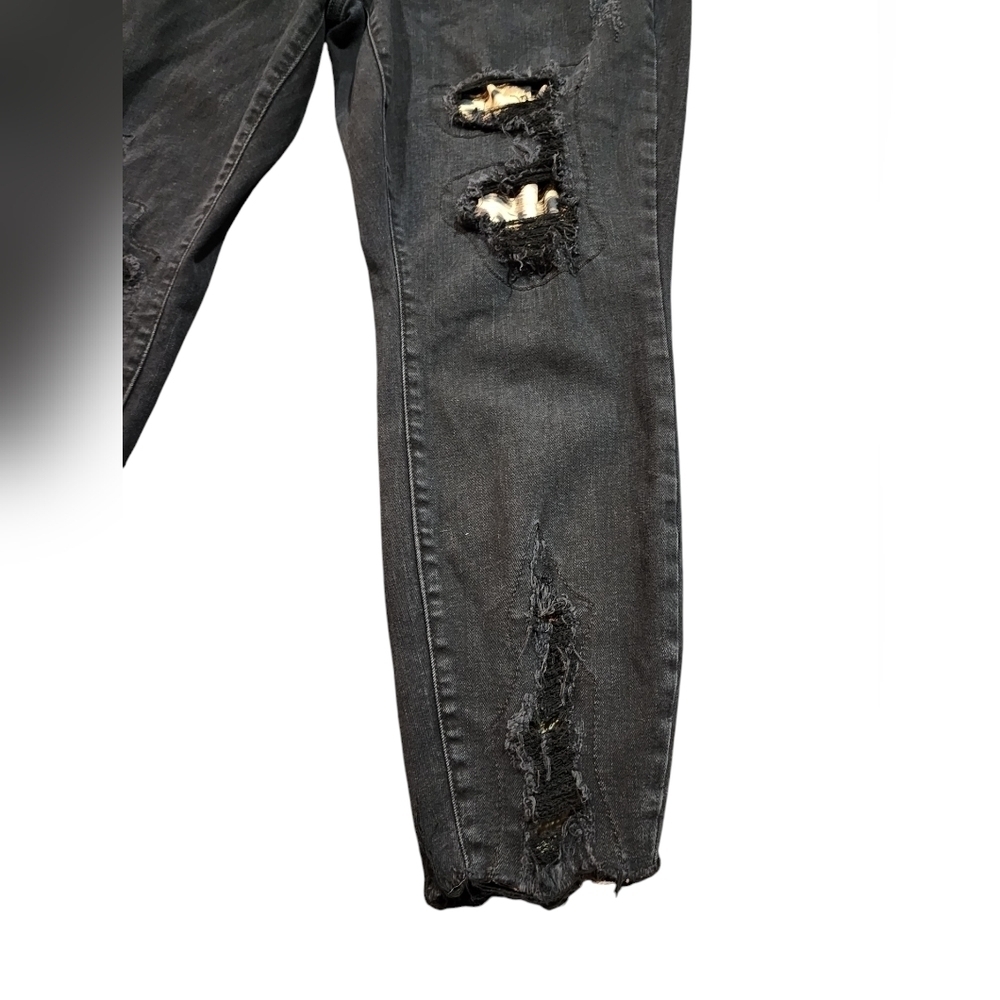 Judy Blue black skinny high rise peek-a-boo animal print stretch jeans Size 16W - Picture 4 of 12
